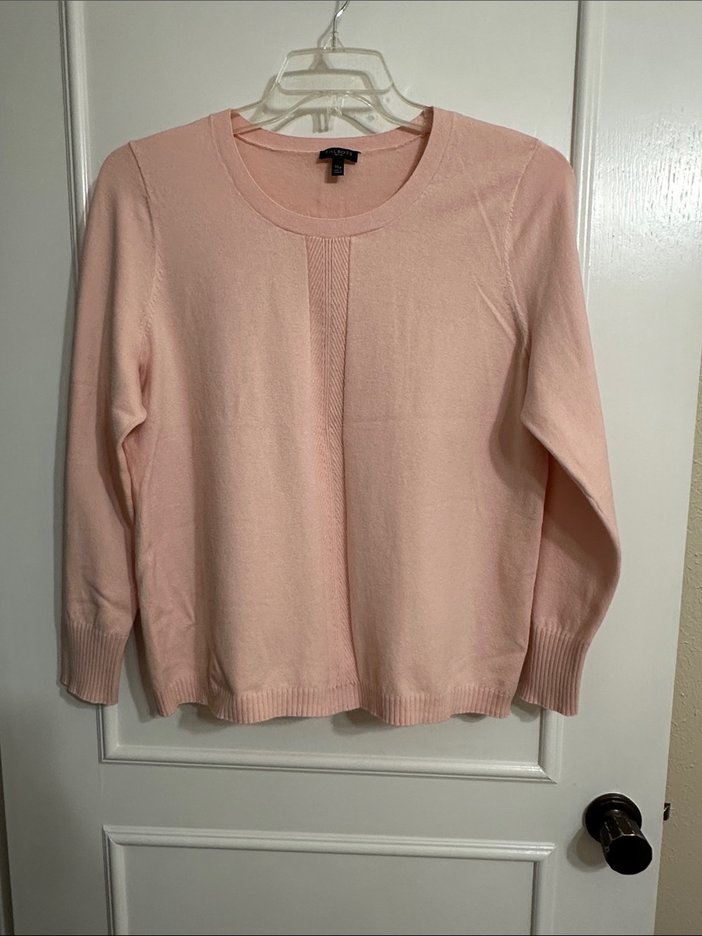 Talbots Light Pink Crewneck Sweater with Center Stitch